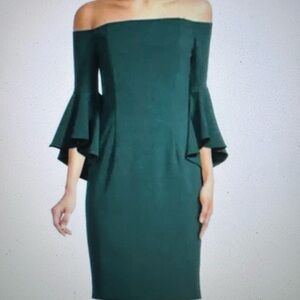 Calvin Klein Elegant Off-Shoulder Green Dress size 4